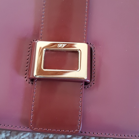 NWOT Roger Vivier Handbag Burgundy Patent Leather Luxury Designer Purple Handbag - Picture 4 of 16